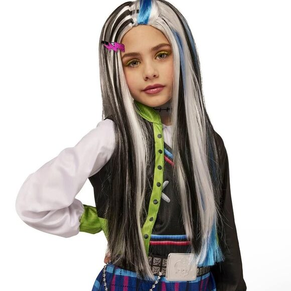 NEW Girls Monster High Frankie Stein Halloween Costume Wig - Picture 1 of 2